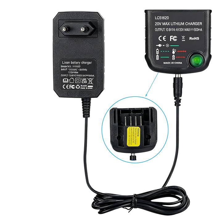 18V/20V Ladegerät Kompatibel mit Black &amp; Decker 18V Ladegerät für Black und Decker Akku Lithium-Ione