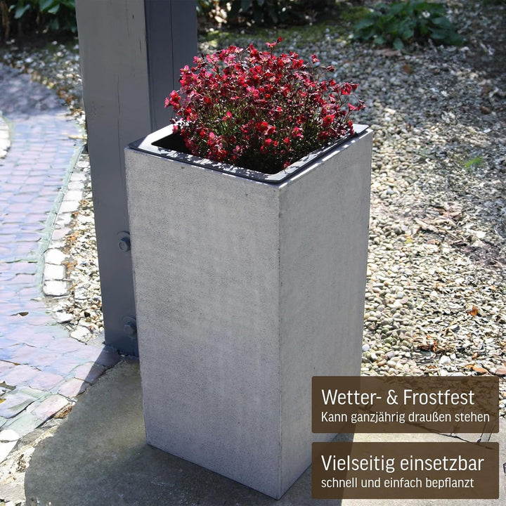 VIVANNO Pflanzkübel Blumenkübel Pflanzsäule Übertopf Fiberglas Beton-Design grau Block (Block 75x30x