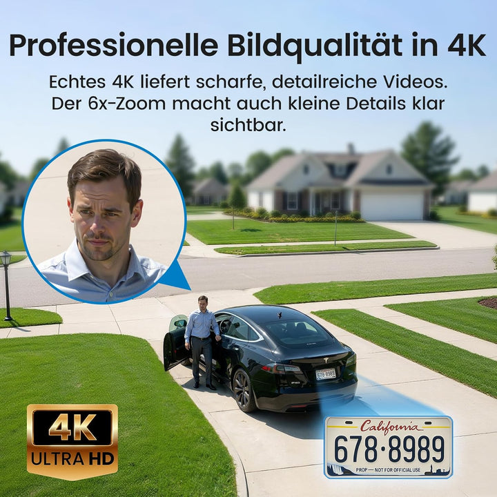 aosu 4K 8MP Überwachungskamera Aussen Solar Akku UHD mit Licht 360° PTZ Kein ABO Nötig WLAN Kamera Ü