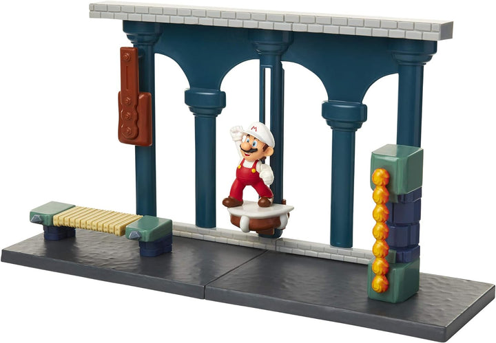 Nintendo Jakks 400174 Super Mario Spielset - Lawa Schloss - inkl. 6cm Mario Figur, Knochen Lift &amp; Br