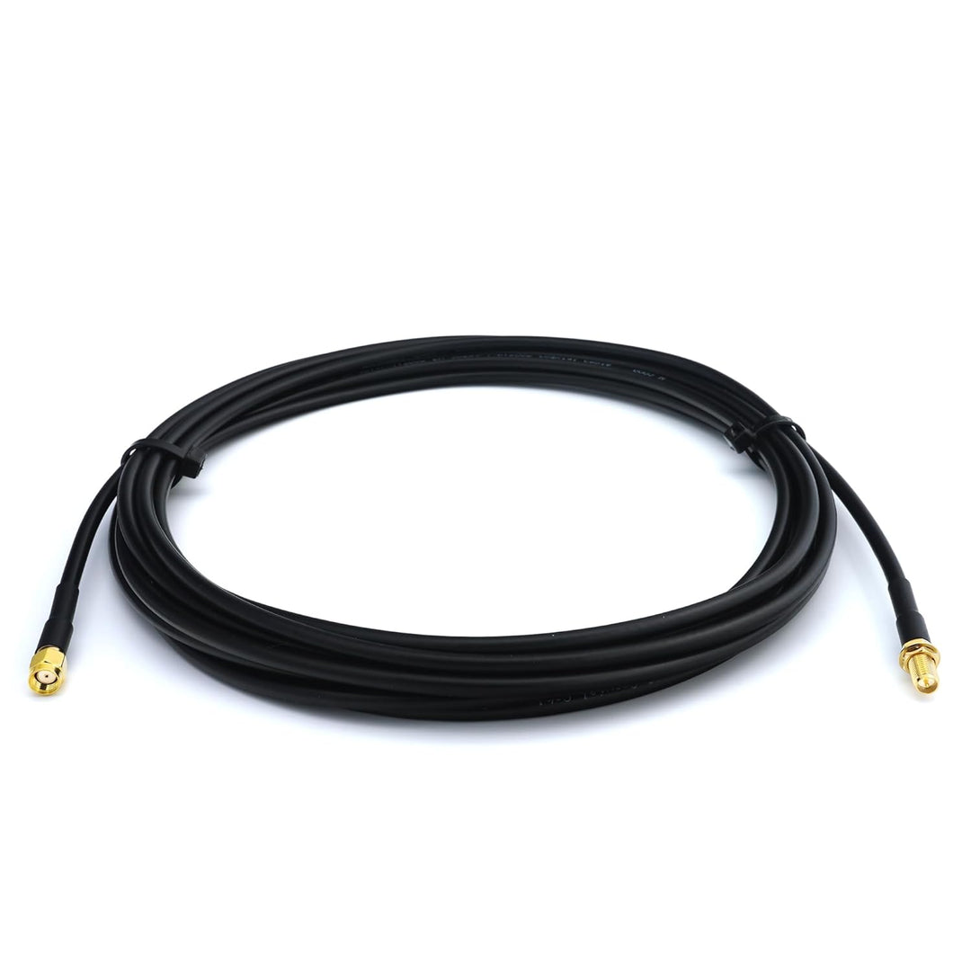10m RP-SMA Stecker auf RP-SMA Buchse RG58 Koaxialkabel — 10 Meter Verlustarmes Antennenkabel 50 Ohm