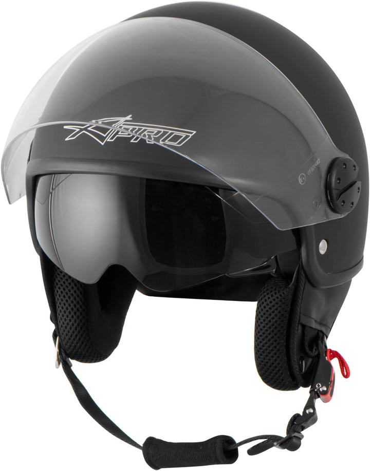 Motorradhelm Motorrad Roller Jet Helm Innensonnenblende 2 Viser SonicMoto 57 cm ( M) Matt Schwarz, 5
