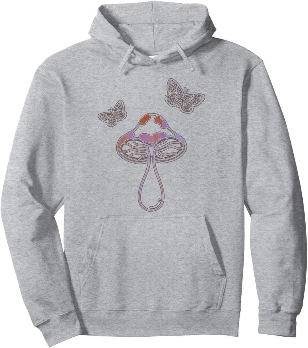 Trendy Painted Mushroom Pocket Pullover Hoodie