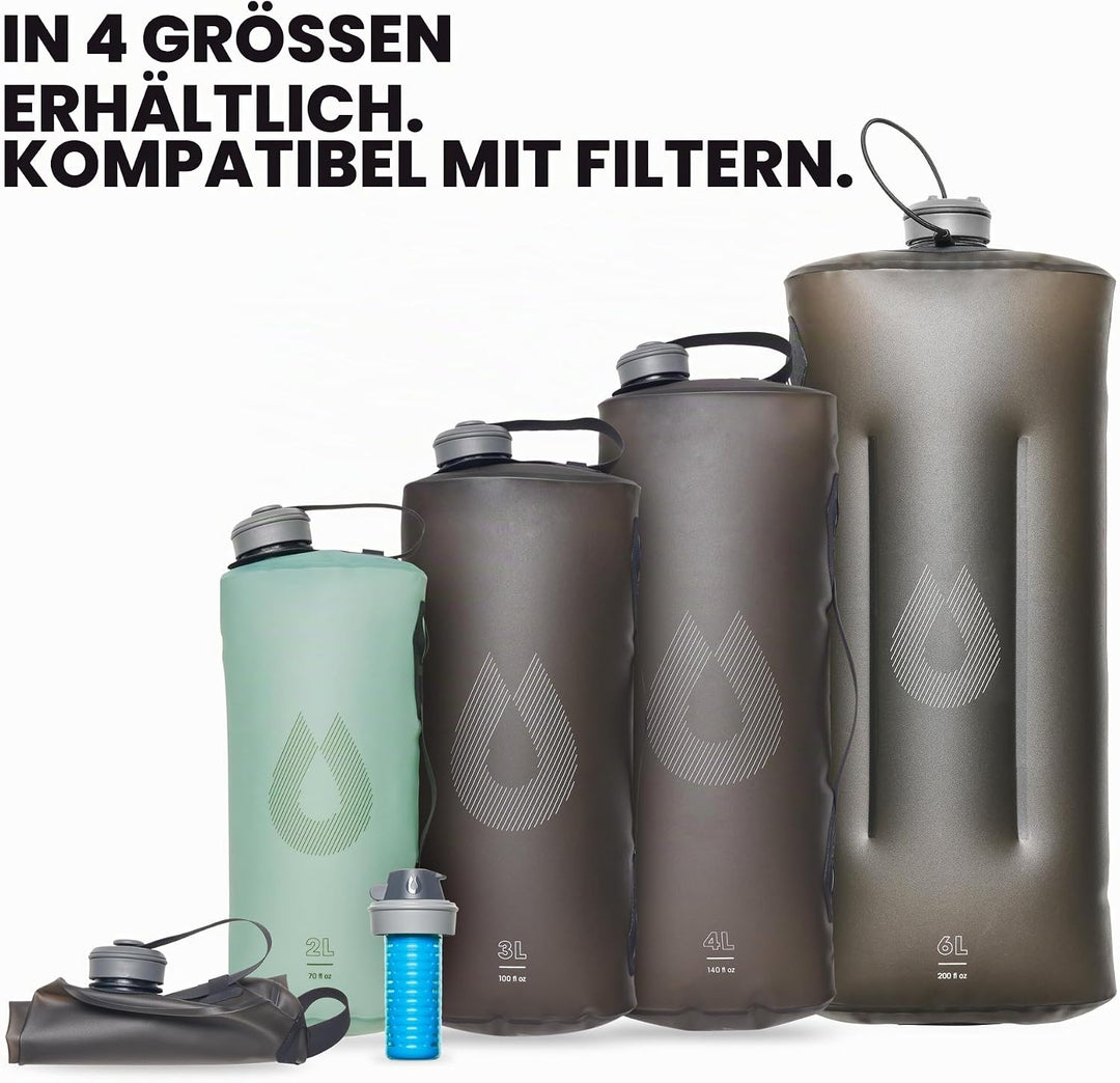 Hydrapak Seeker - Faltbarer Wasserspeicher (4L/140oz) - BPA- und PVC-freier Camping Trinkrucksack -