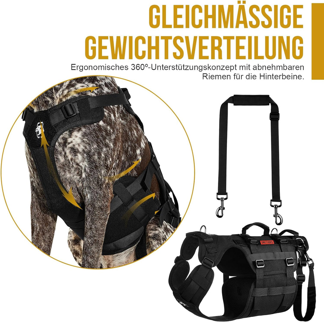 OneTigris Hundegeschirr, Invictus Unterstützung Geschirr, Hebegeschirr für Mittelgrosse Grosse Hunde