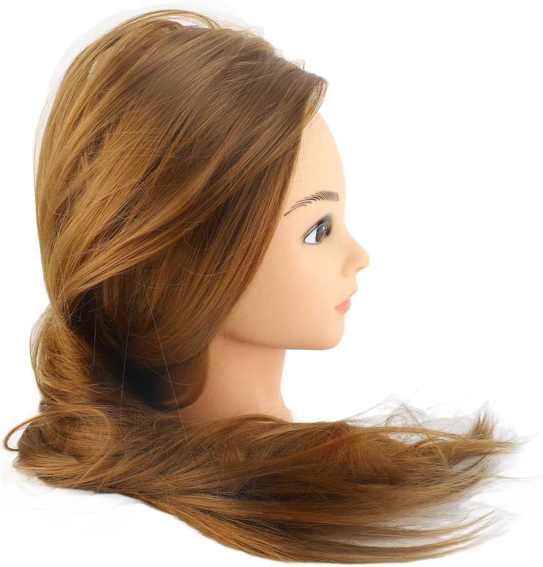 Frisierkopf, Blonder Mannequin-Kopf aus Echthaar mit Ständer Schminkkopf Frisurenkopf Friseur-Übungs