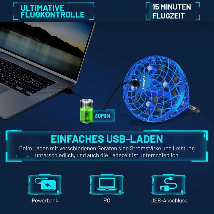 Fliegender Ball Spielzeug, Mini Drohne für Kinder, Spielzeug ab 6 Jahre Jungen, Magic Hover Ball Sch