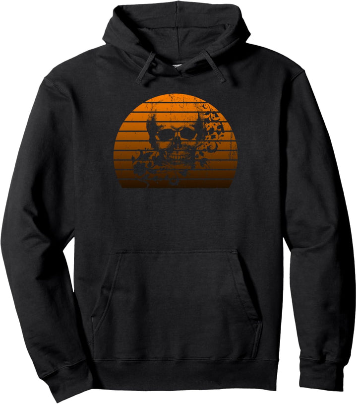 Cool Retro Halloween Skull Graphic Pullover Hoodie