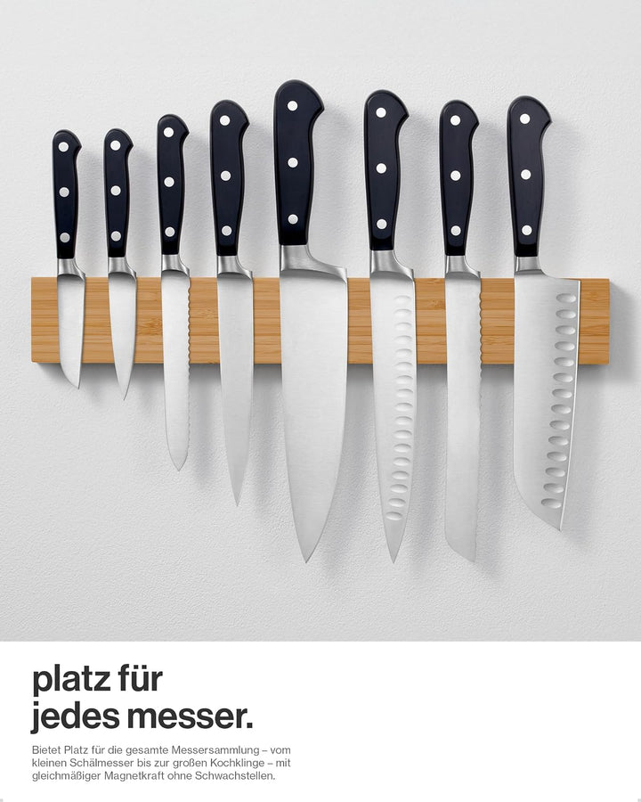 LARHN Magnetleiste Messer aus Bambus mit Extra Starkem Magnet - 40 cm - Messerhalter Magnetisch Holz
