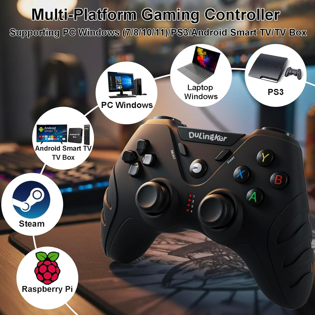 DuLingKer PC Controller Wireless, PS3 Controller PC Gamepad mit Dual Vibration, 2,4G Wireless Gaming