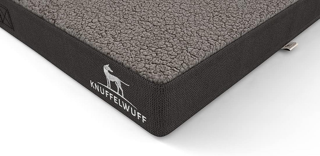 Knuffelwuff orthopädische Hundematte Ellenie aus Teddymaterial und Velours 79 x 60cm Grau - rutschfe