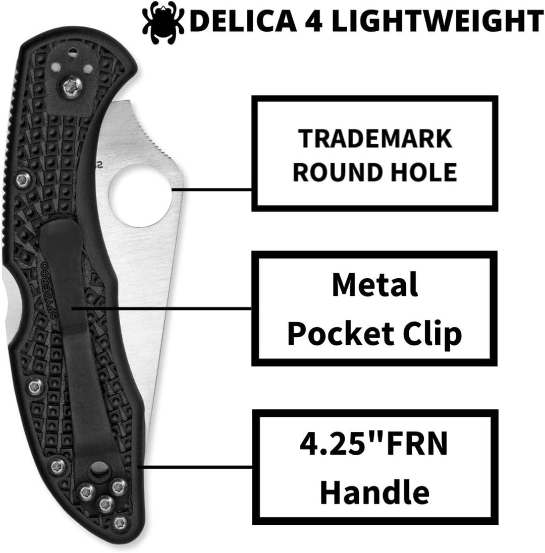 Spyderco Delica 4 Spyder Kantenfaltmesser, Schwarz