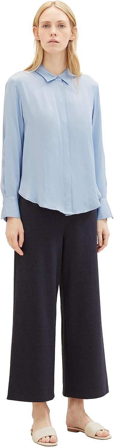TOM TAILOR Damen Basic Satin Bluse 36 26320 - Stonington Blue, 36 26320 - Stonington Blue
