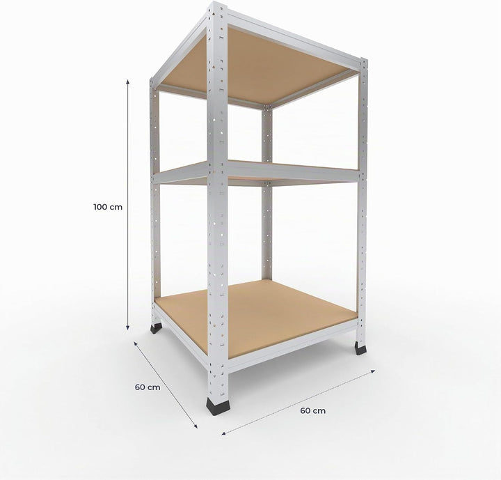 shelfplaza® 100x60x60cm Home Schwerlastregal verzinkt/Metallregal mit 3 Böden/Kellerregal Metall, Ga