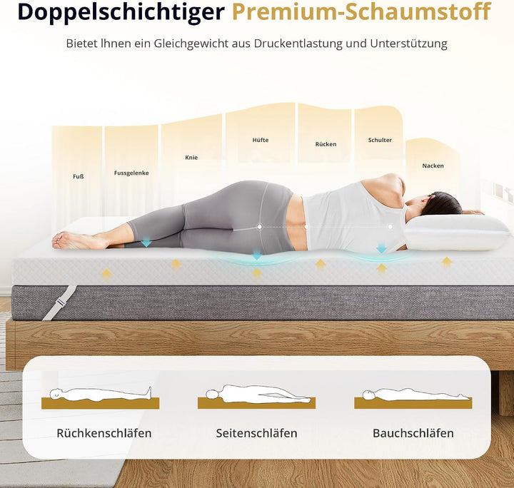 EGOHOME Matratzen Topper 90x200cm H2 H3, Matratzentopper 90x200 mit Viscoschaum &amp; Komfortschaum, Mat