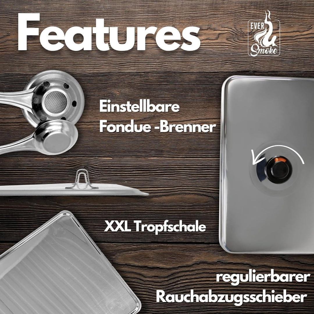 Eversmoke Deluxe Edelstahl Tischräucherofen | Räucherofen mit Brenner - rostfrei…