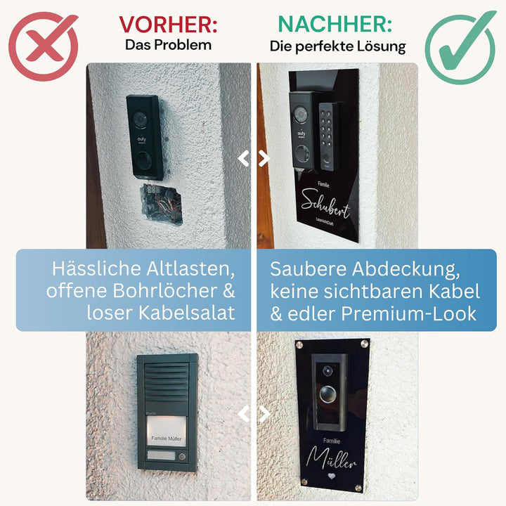 Klingelschild für Eufy Video Doorbell S220 2K HD (kabellos) | Schwarz oder Anthrazit | Hausnummer, H