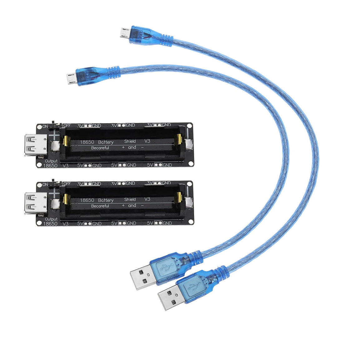 2 Satz 18650 Lithium Li-Ionen Akku Erweiterungsschild 5V-3V Micro USB Modul 600mA 3V/1A 5V/3A mit La