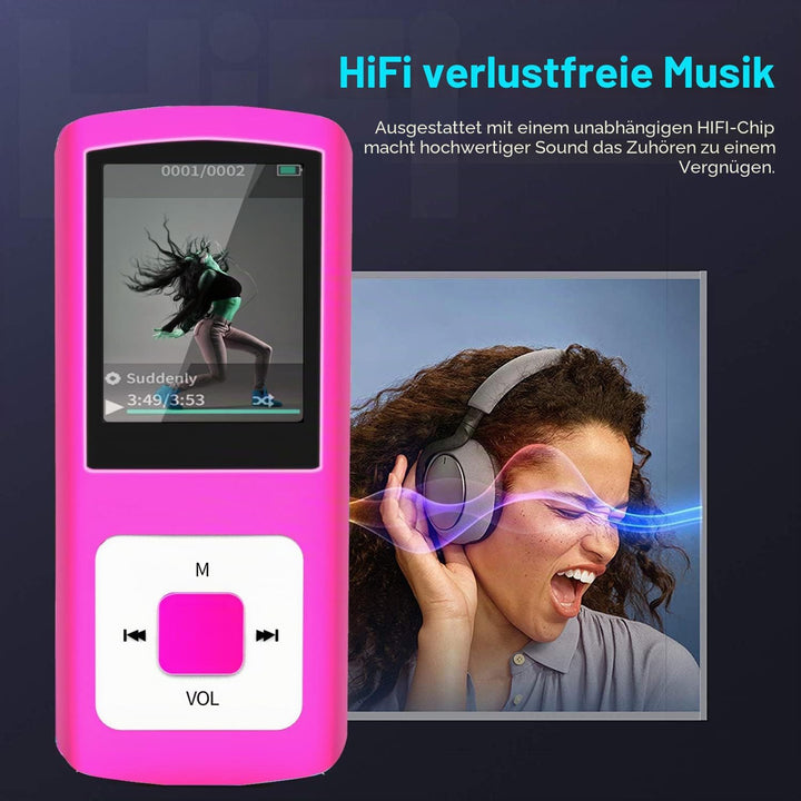 Hotechs MP3-Player/MP4-Player, MP3-Player mit 32 GB Speicherkarte, schlankes Design, digitales LCD-D