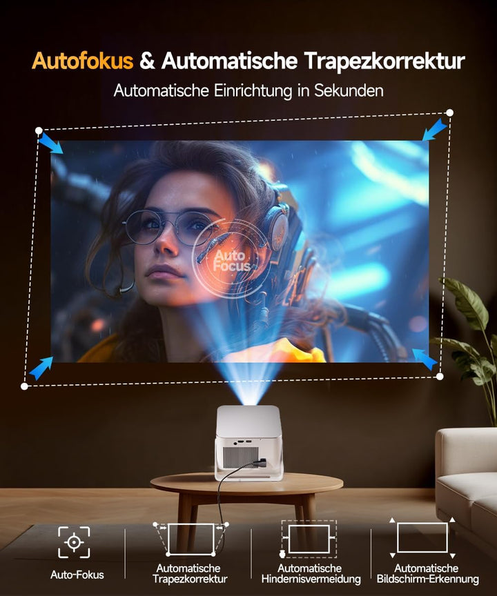 Magcubic Mini Beamer 4K & 8K 1080P Unterstützt, Projektor Tragbarer mit Android 14 WiFi 6 Bluetooth