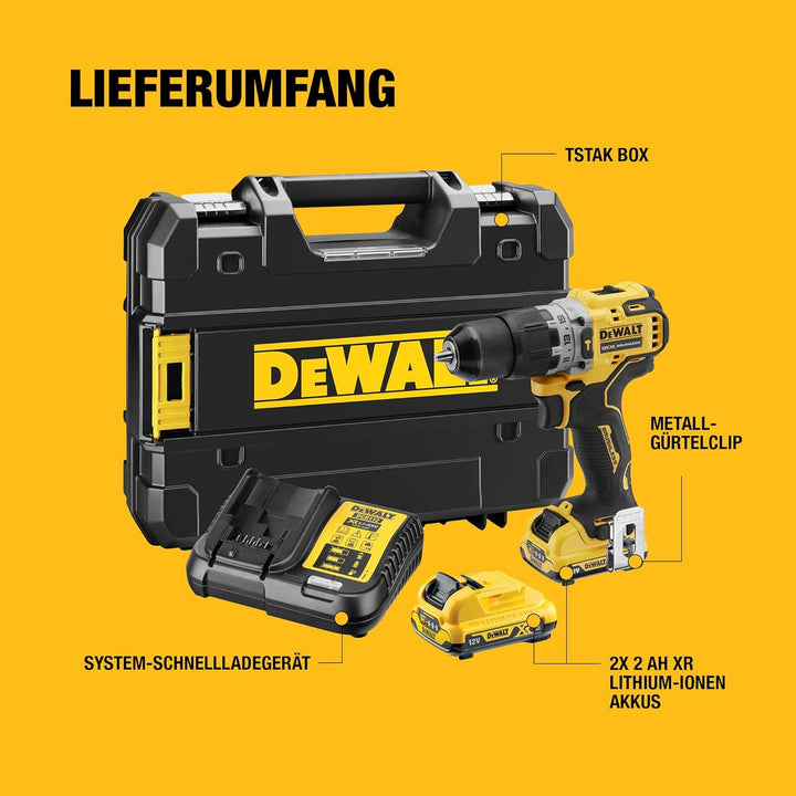DEWALT 12V 2-Gang Akku-Schlagbohrschrauber DCD706D2 (2.0Ah, bürstenlos, mit Vollmetallgetriebe &amp; 15-