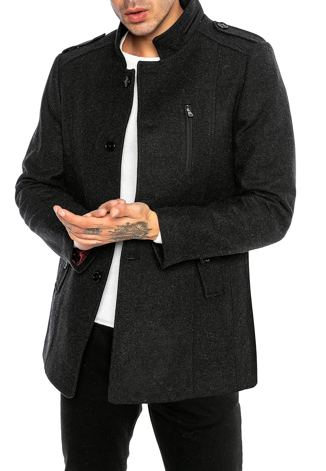 Redbridge Herren Jacke Mantel mit Stehkragen Elegant Schick Casual XXL Grau, XXL Grau