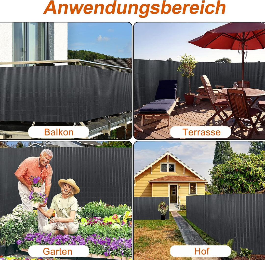 YUENFONG 160x1000cm Sichtschutzmatte PVC Sichtschutzzaun Windschutz Gartensichtschutz mit Kabelbinde