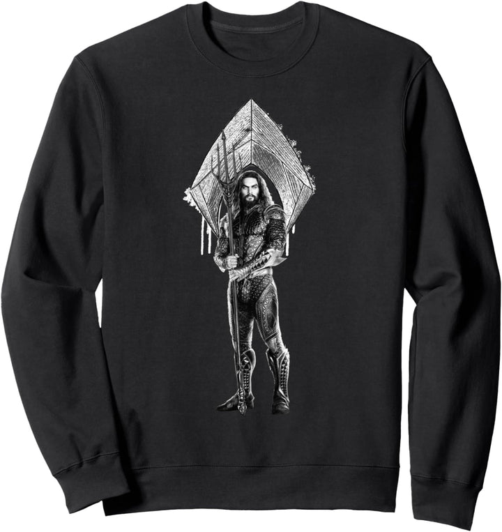 DC Justice League Logo Aquaman Dreizack Sweatshirt