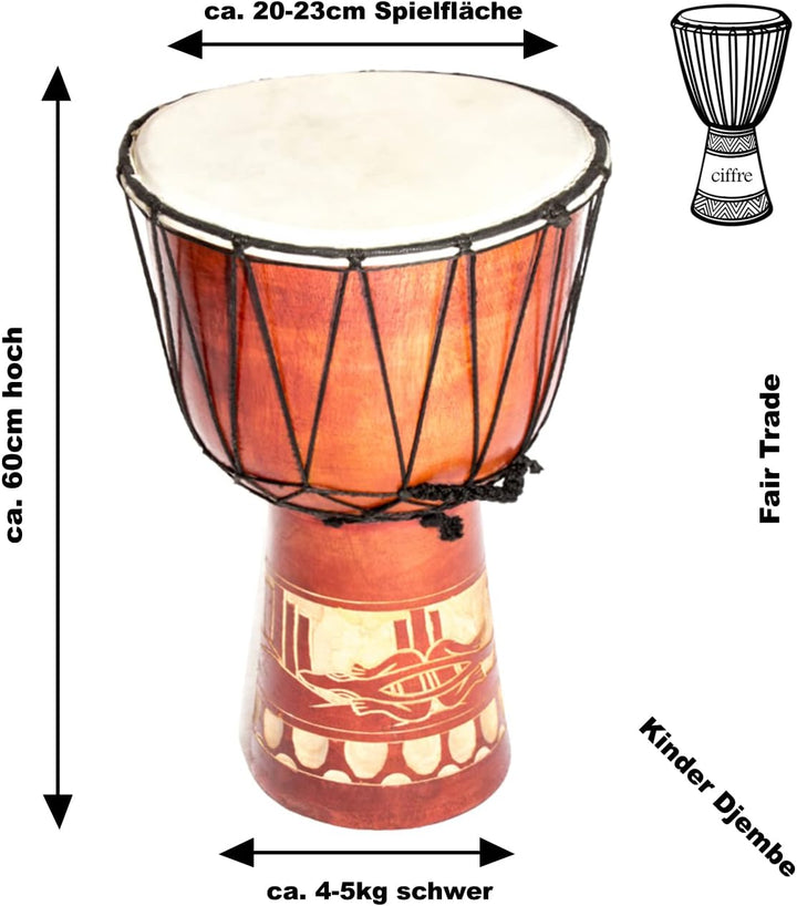 Grosse 60cm Djembe Holz Trommel Bongo Ziegenfell Gecko Holz A3