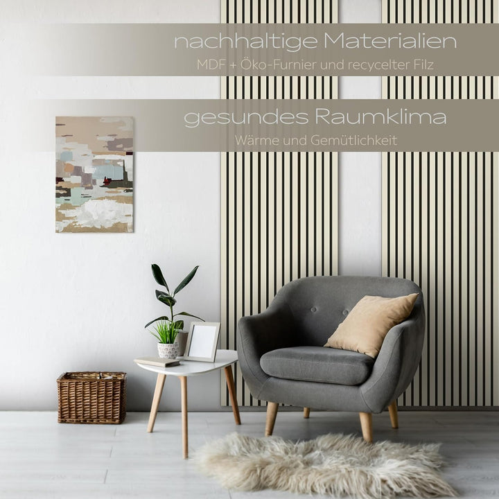 HEXIM Akustikpaneele 138,5x60cm Holz Comfort - flexible Holzpaneele Platten Lamellenwand MDF Wandpan