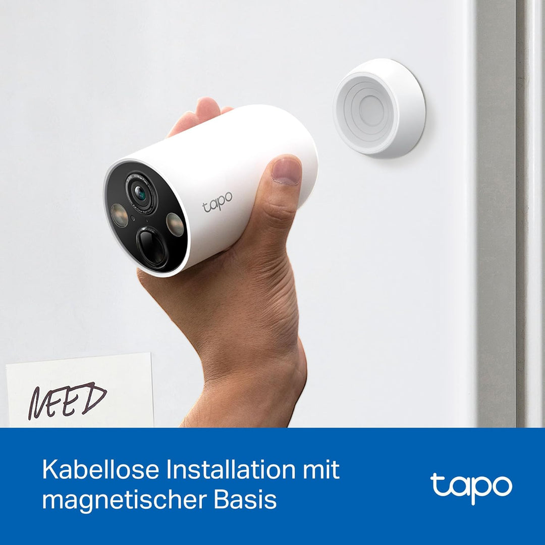 Tapo C425 Aussenkamera Akku, 4-Pack | Überwachungskamera aussen mit Magnetische Basis, 2K Auflösung,