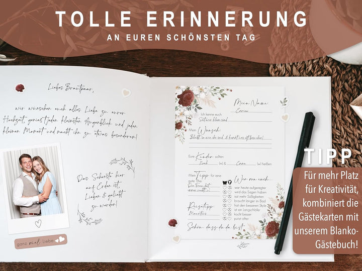 50 Gästekarten Hochzeit - Gästekarten Hochzeit zum ausfüllen - Gästebuchkarten für Hochzeit - Gästeb