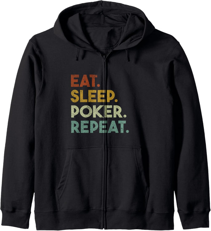 Eat Sleep Poker Repeat Retro Texas Hold Em Poker Kapuzenjacke