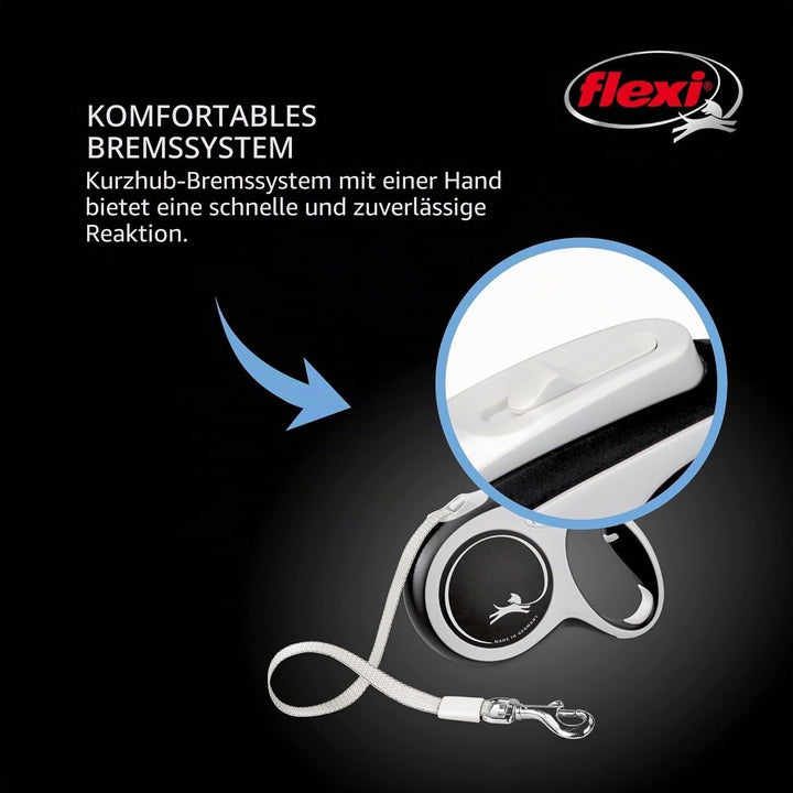 FLEXI New Comfort einziehbare Hundeleine (Klebeband), ergonomisch, langlebig und verhedderungsfrei,