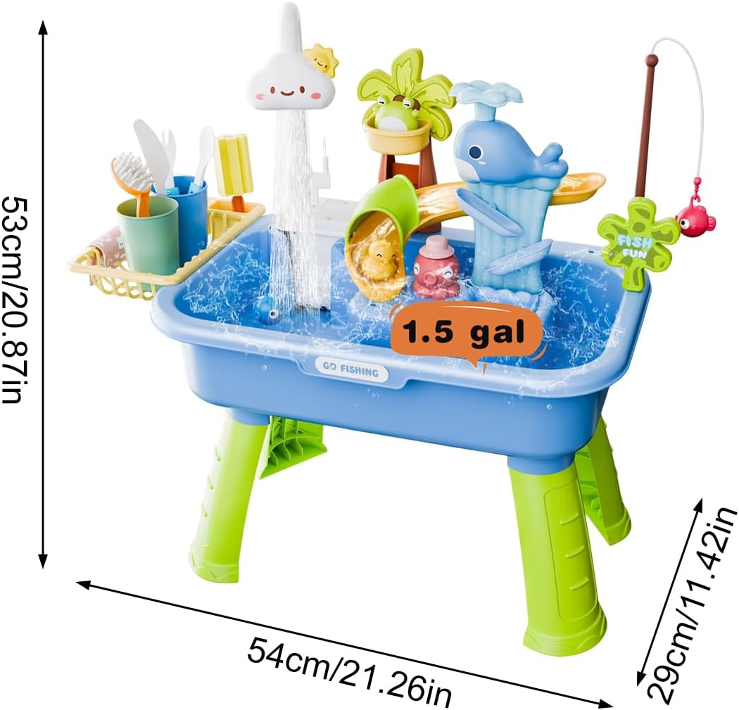 Generisch Wassertisch für Kinder | Angelspiel-Set,4-in-1 Waschbecken mit fliessendem Wasser und Pump