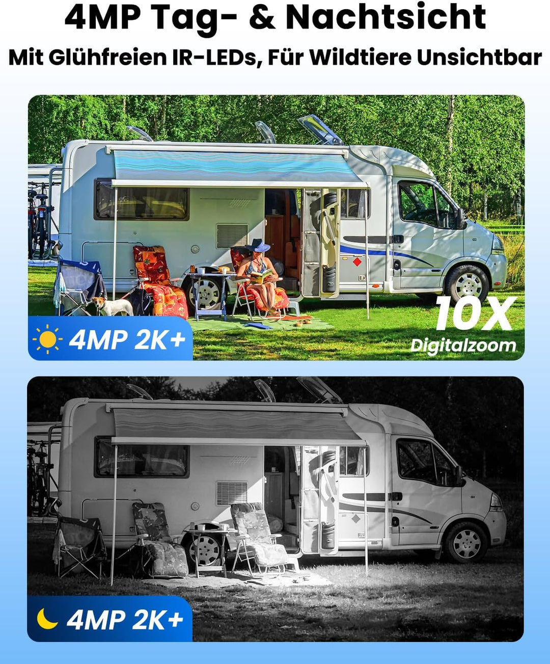 UCOCARE Überwachungskamera mit SIM Karte, 4MP 4G LTE Überwachungskamera ohne WLAN mit Akku 5200mAh,