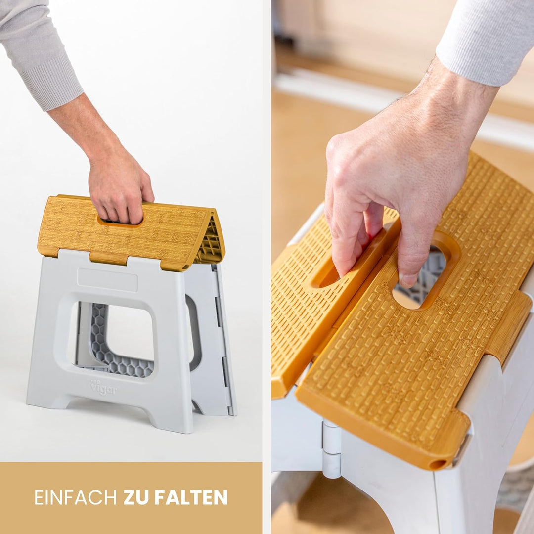 Vigar Kompakte Tritthocker Klappbar für Erwachsene, 27 cm, Klapphocker Faltbar 150 kg rutschfest, Le