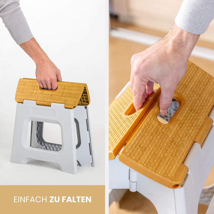 Vigar Kompakte Tritthocker Klappbar für Erwachsene, 27 cm, Klapphocker Faltbar 150 kg rutschfest, Le