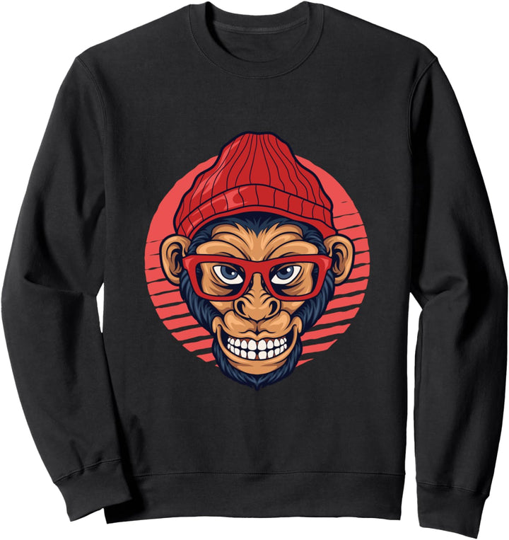 Retro Hipster Affe Hippie Vintage Brille Moderne Subkultur Sweatshirt