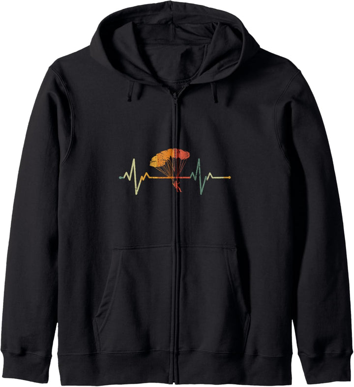 Vintage Paragleiter Geschenk Herzschlag Fallschirm Kapuzenjacke