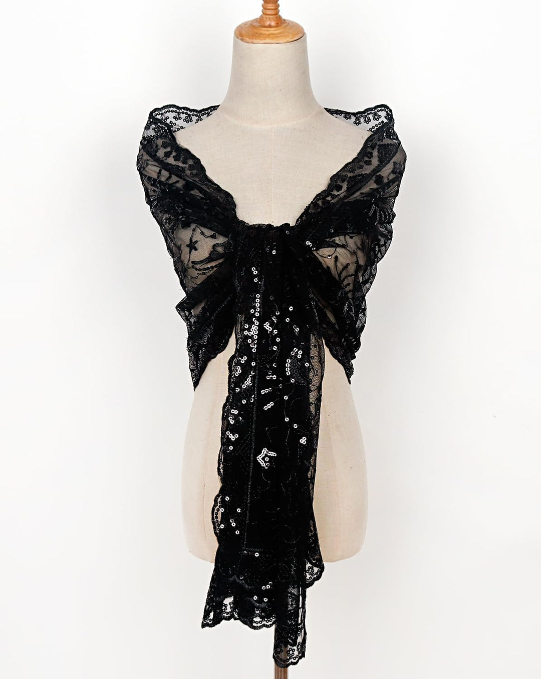 keland Damen Festlich Pailletten Umhang Schal Schultertuch Stola Tuch für Abendkleid A-schwarz, A-sc
