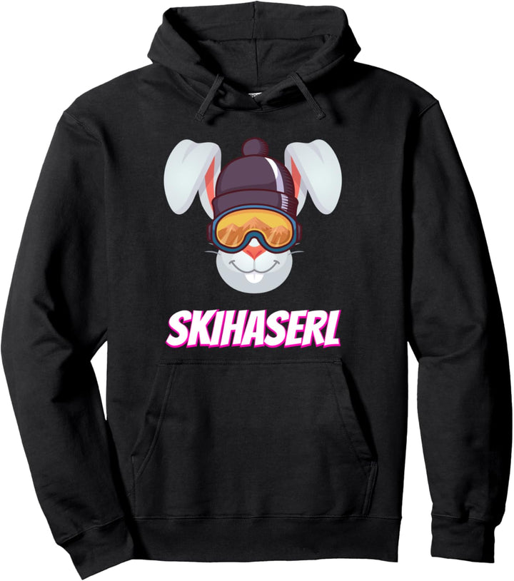 Cooles Skihäschen Skihaserl Skihase mit Skibrille &amp; Mütze Pullover Hoodie
