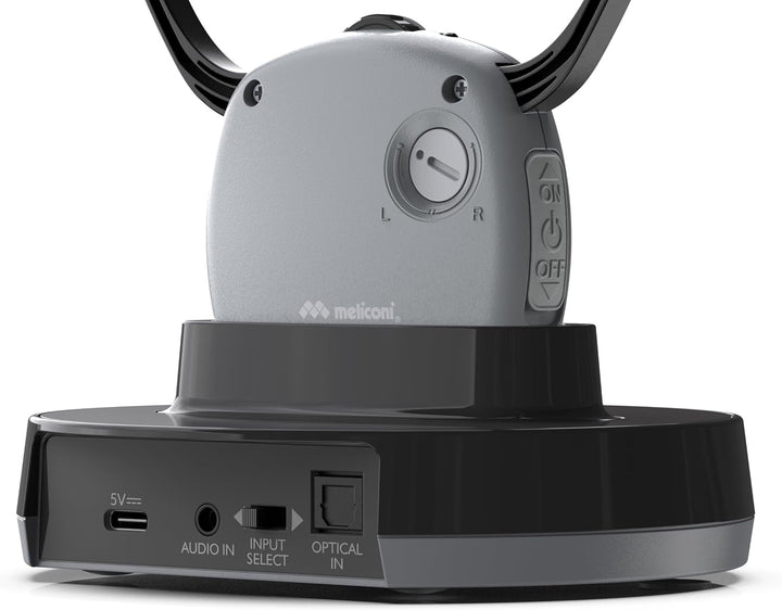Meliconi TV-Kopfhörer Easy Audio kabellos, digital, Modell Steto mit optischem Eingang, Umgebungsmik