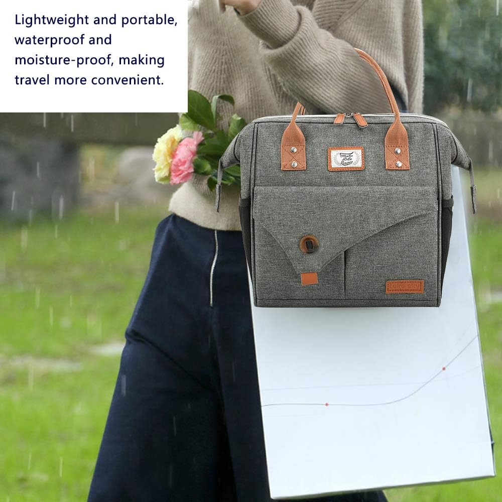 Lekesky Kühltasche Damen Lunchtasche Isolierte für Frauen Auslaufsichere Weit Geöffnete Lunchbox, 11