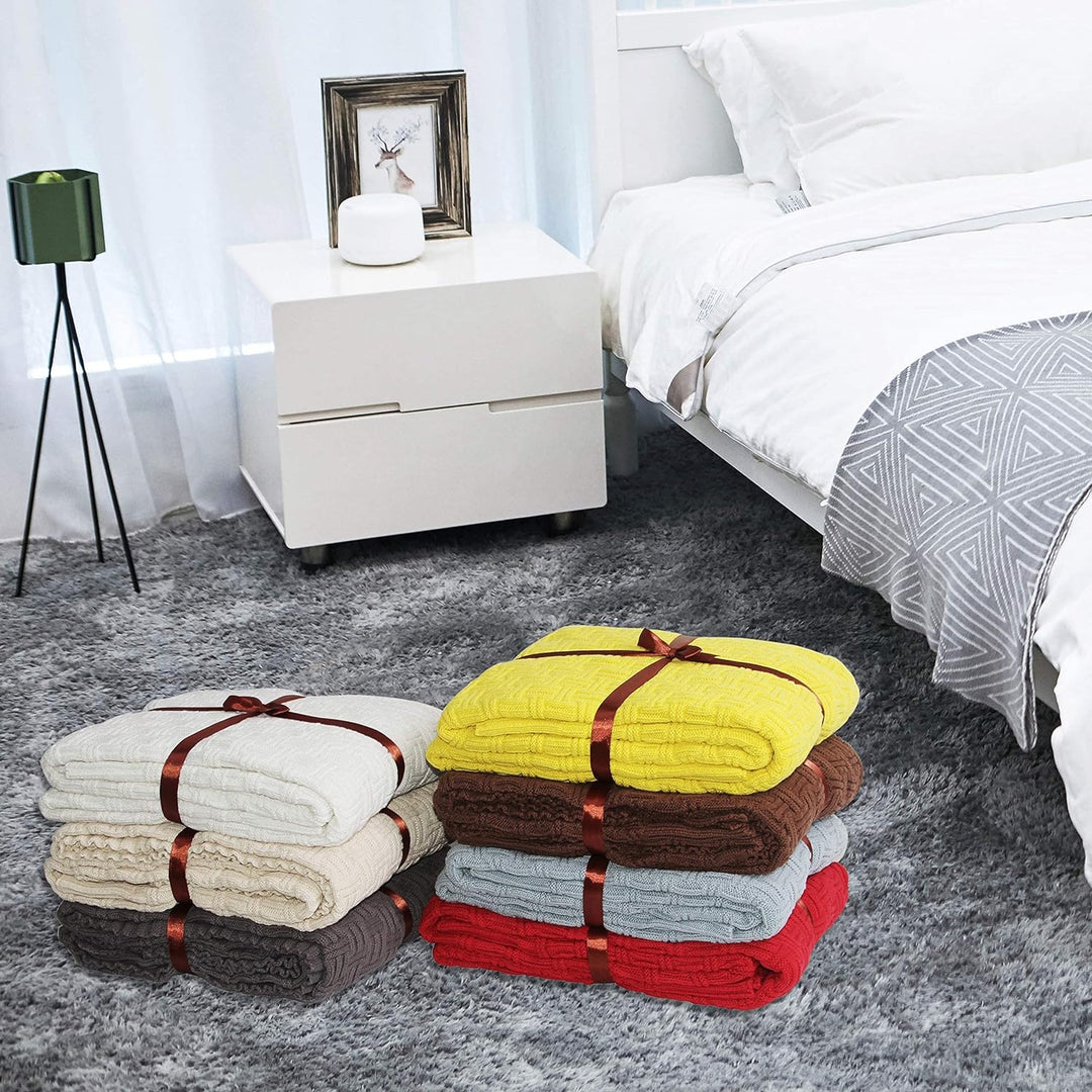 OROOTL Kuscheldecke Strickdecke 100% Baumwolle Weich Sofadecke 130x180cm Schlafdecke für weiches Sof