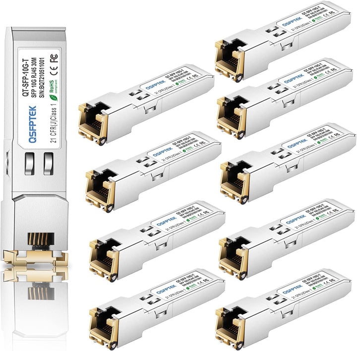 QSFPTEK 10Pack 10GBASE-T SFP+ to RJ45 Modul up to 30m, 1.25/2.5/5/10G SFP+ RJ45 Kupfer Transceiver G