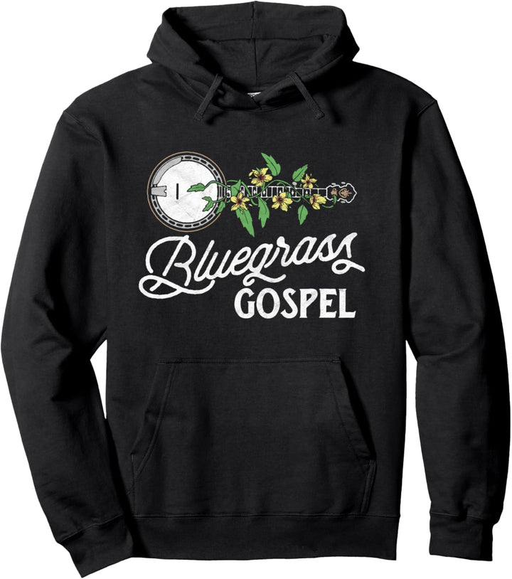 Bluegrass Gospel Banjo Vine &amp; Vintage Flowers Graphic Pullover Hoodie