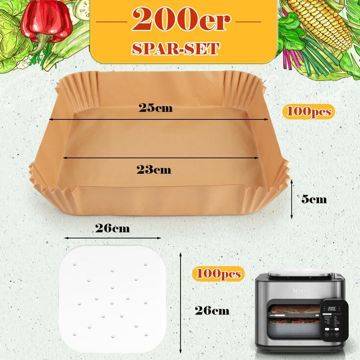 BYKITCHEN 200PCS Air Fryer Liners for Ninja Combi 12-In-1 Multi-Cooker, 100PCS Disposable Air fryer