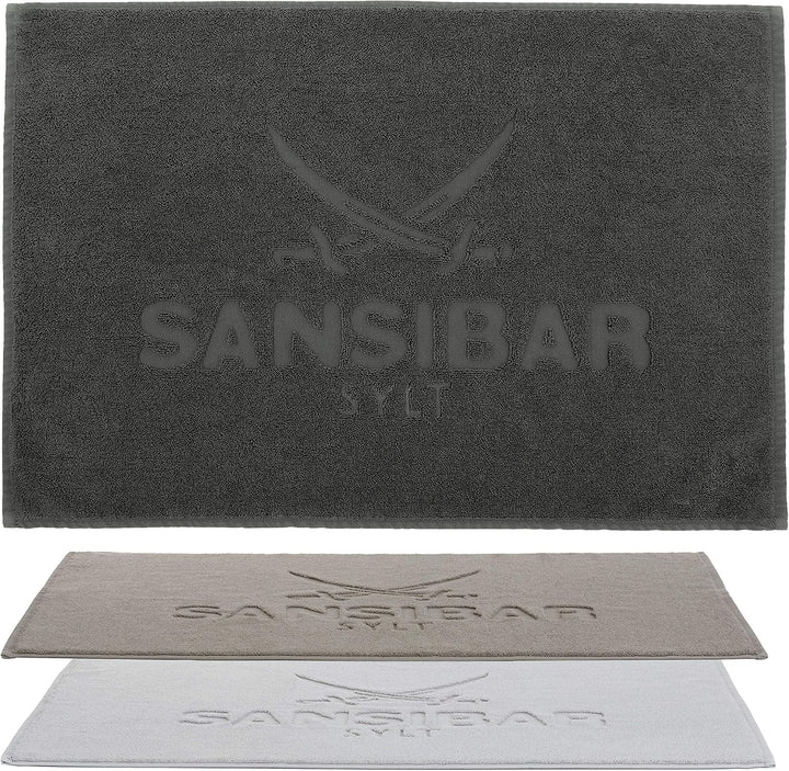 Sansibar Badvorleger 50x80 cm 100% Baumwolle Fein-Flor Badteppich Badematte Anthrazit Einzeln 50 x 8