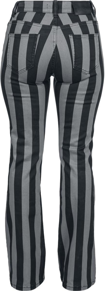 Gothicana by EMP Damen schwarz-grau gestreifte Hose W30L34